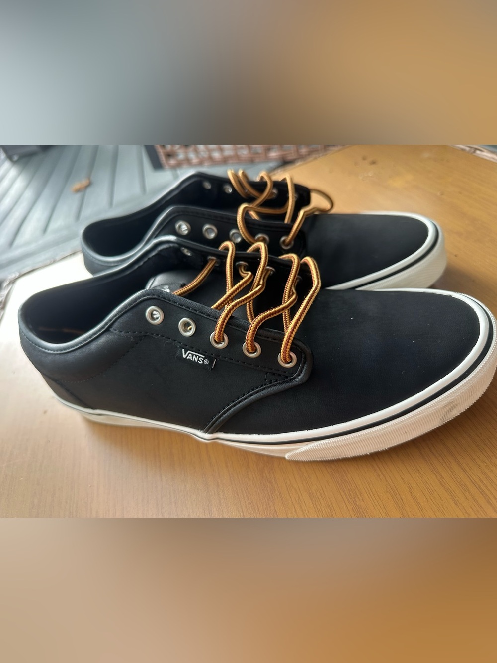 Vans Men’s Black Low-Top Sneakers with Gold-Tone Laces